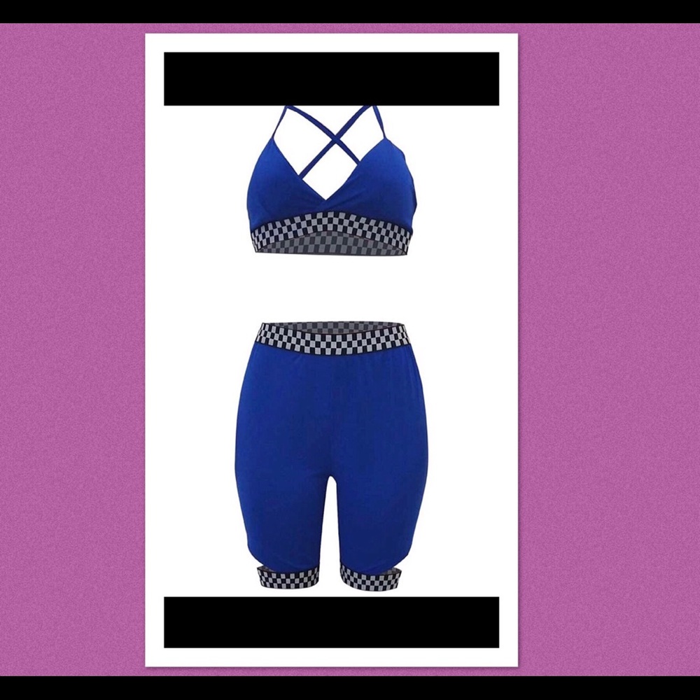 True Blue 2 Piece Checkered Outfit